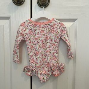 Edgehill Collection Coral and Pink Floral Baby One piece Swimsuit NWOT
